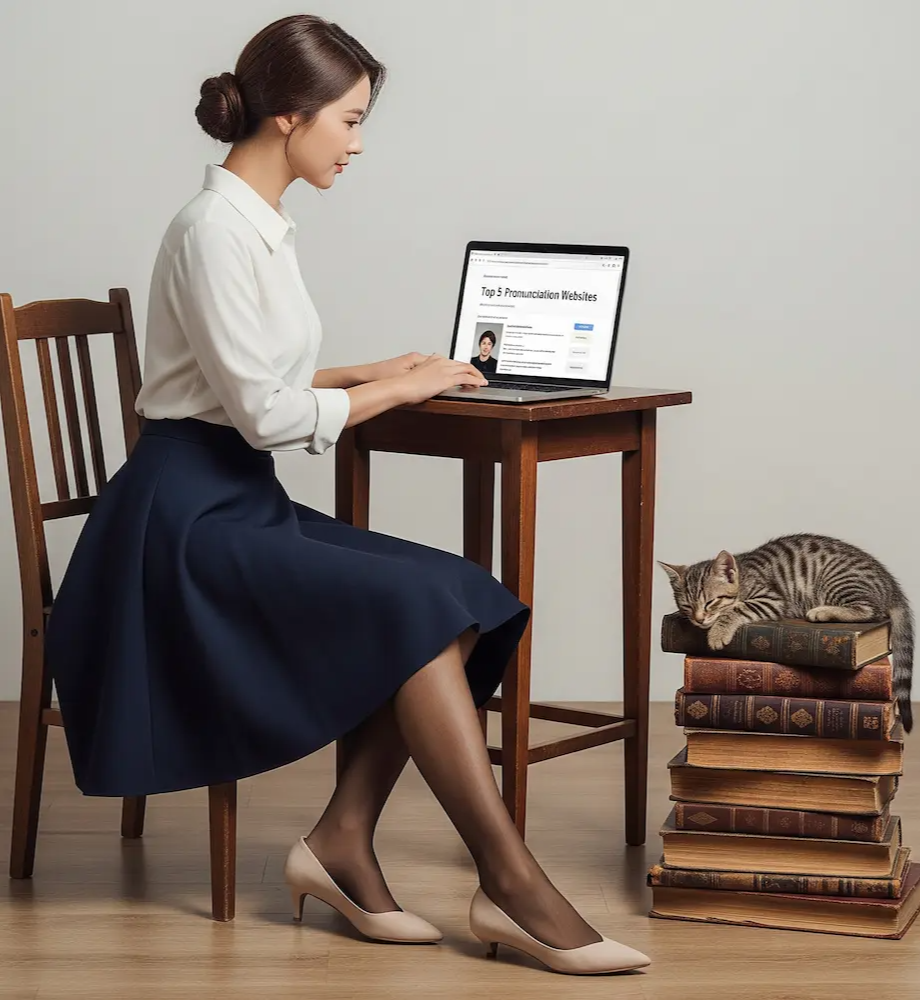 영어 발음 교정 웹사이트 목록을 발견하고 희망을 찾는 여성