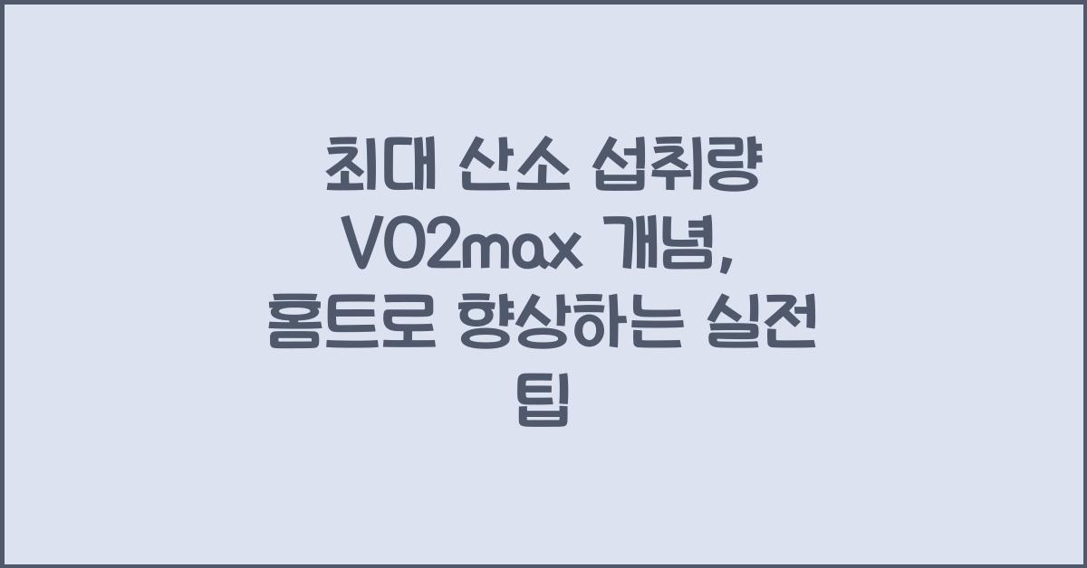 최대 산소 섭취량 VO2max 개념 홈트레이닝 통한 향상 방법