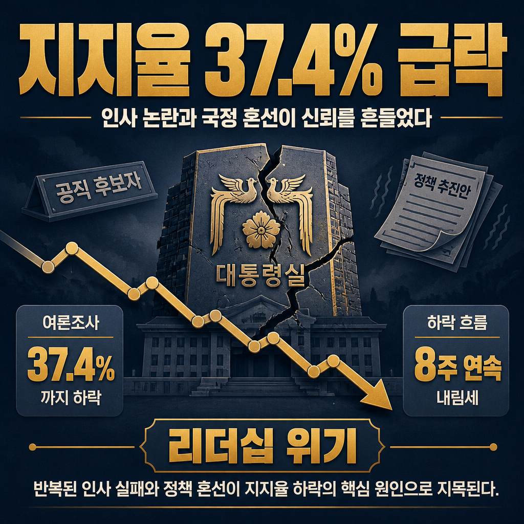 지지율 37.4% 급락