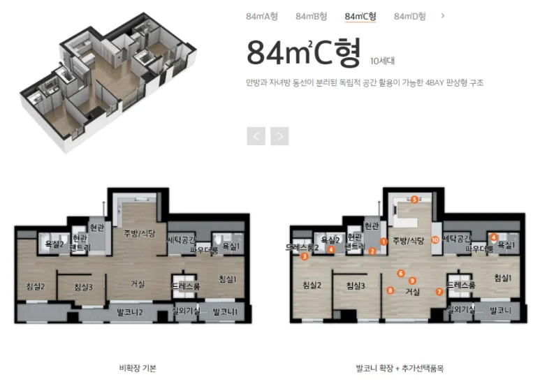 고덕 어반브릿지 84C타입 평면도