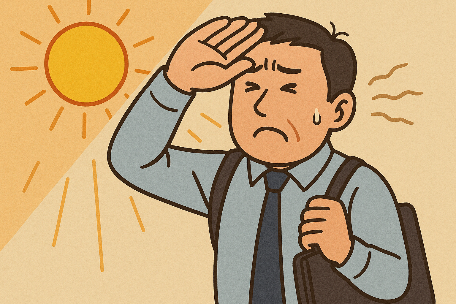 출근길 자외선에 노출된 모습