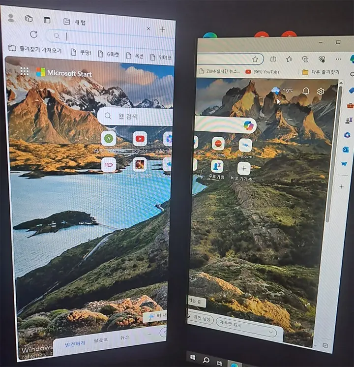 듀얼모니터 화면 색 차이 비슷하게 만들 수 있나요