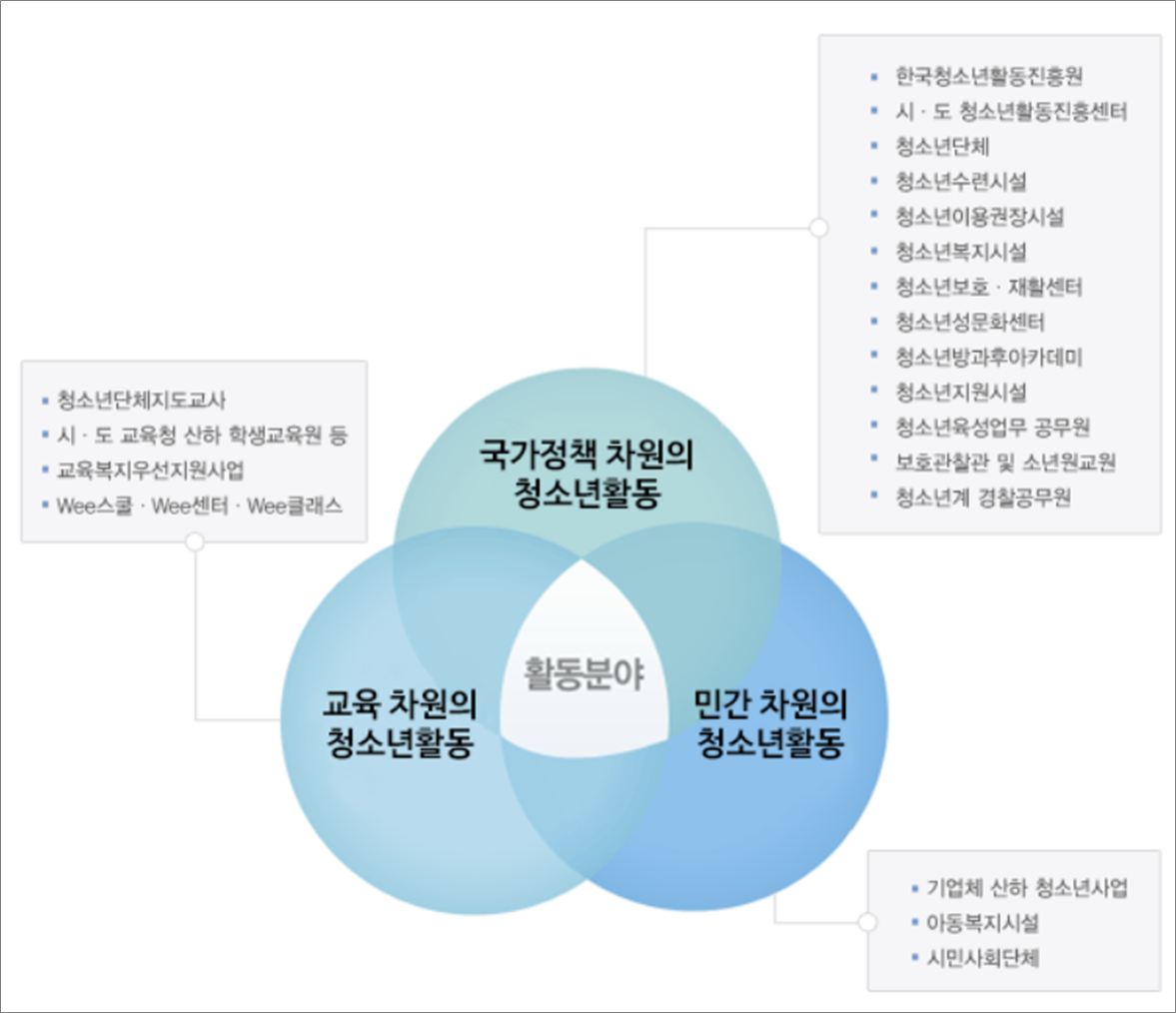 청소년지도사 활동분야