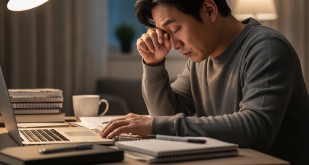 오래 앉아 피로