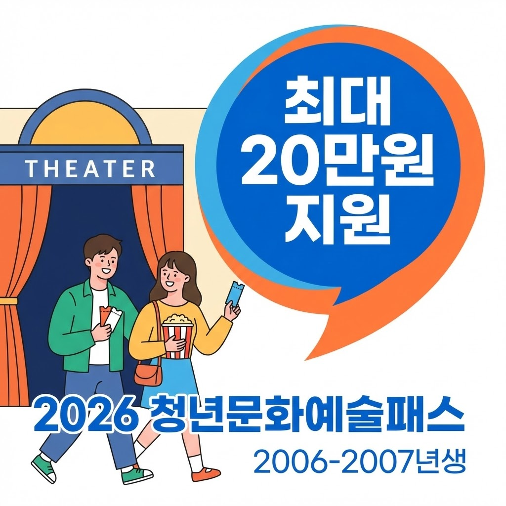 2026 청년문화예술패스 20만원 지원금 혜택 안내 일러스트