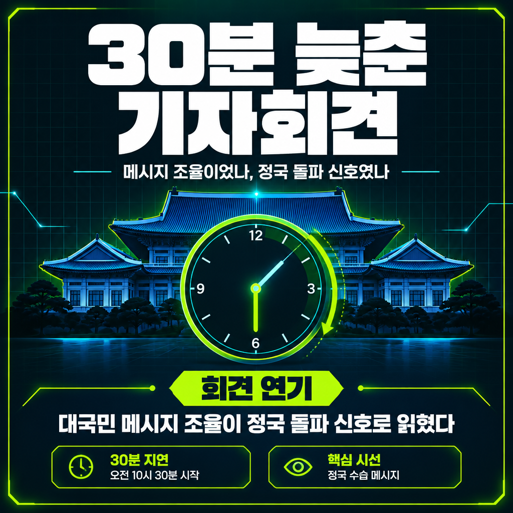 30분 늦춘 기자회견