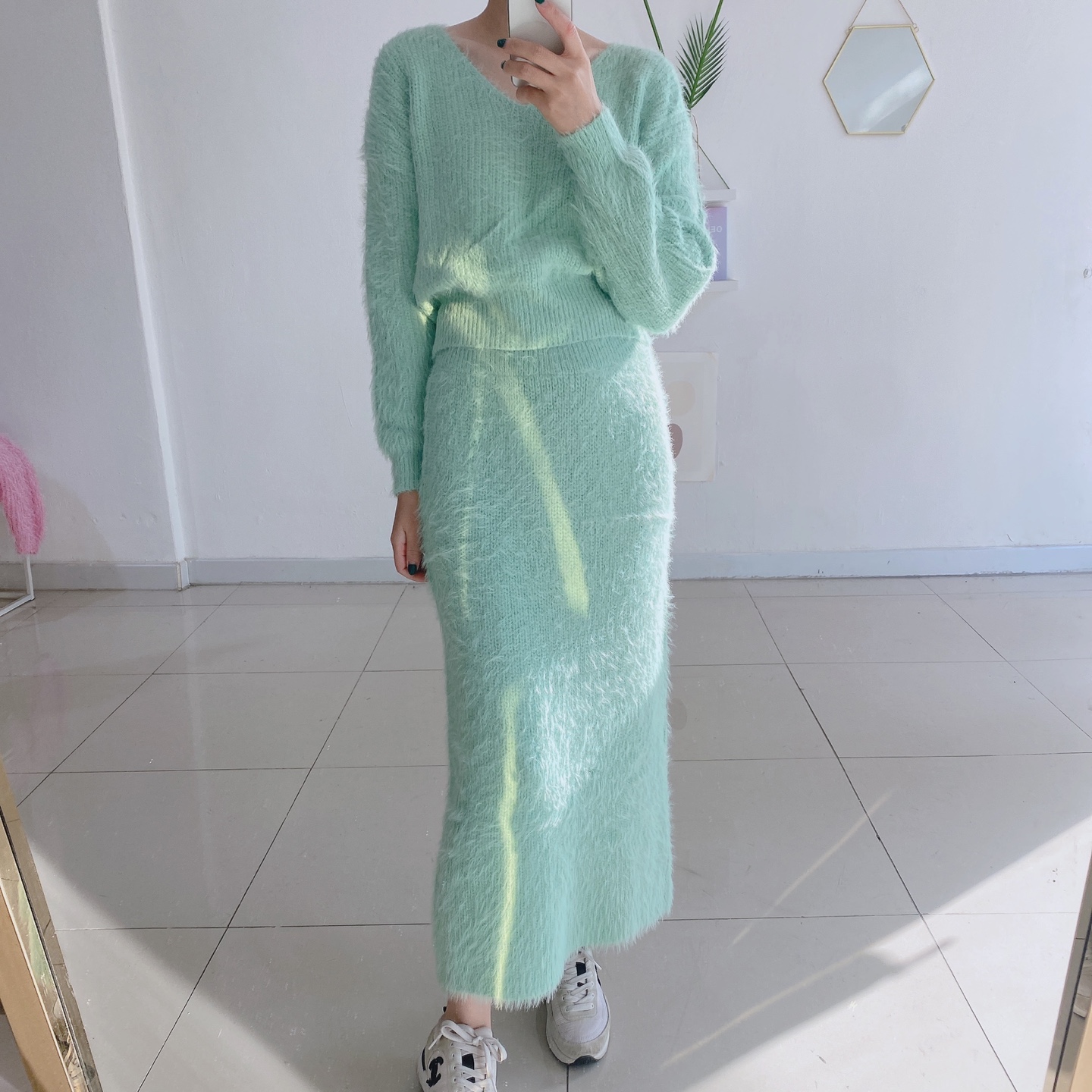 디니 밍크 앙고라 투피스 치마세트