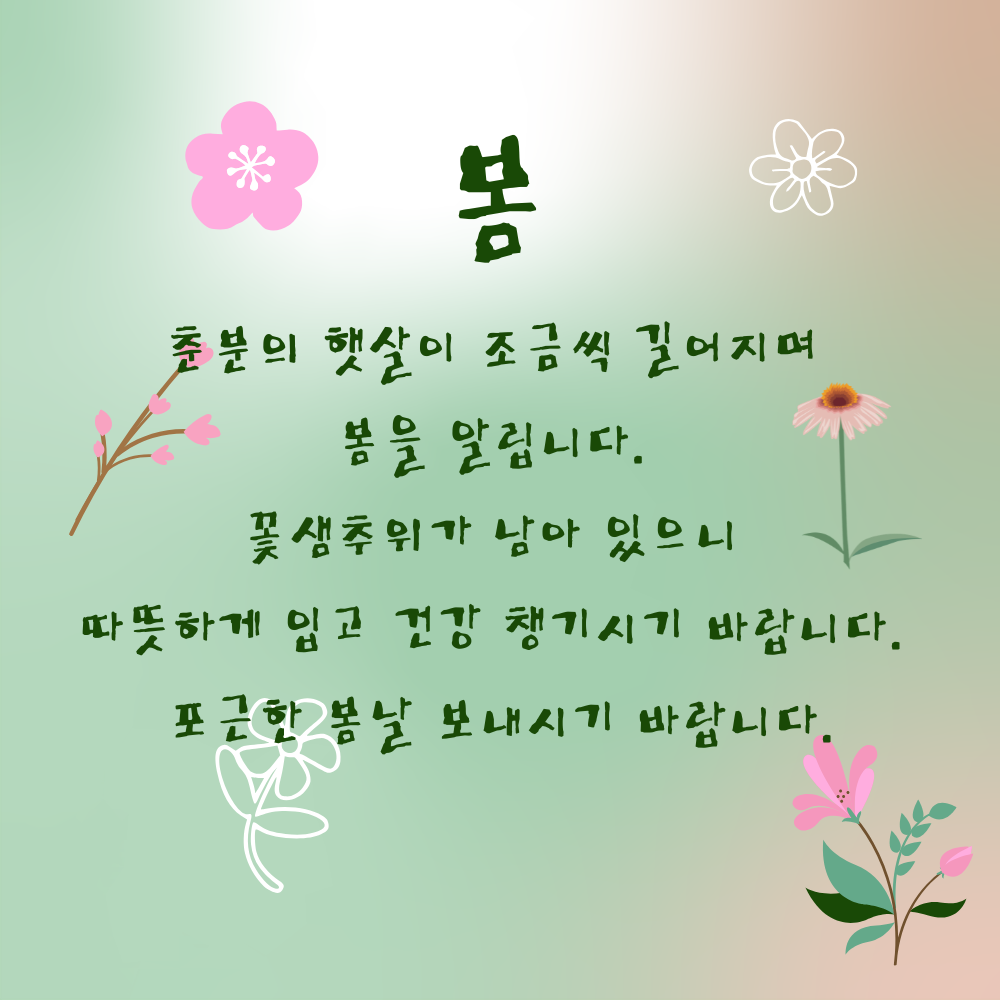 춘분 인사말 봄 안부 인사글귀 좋은 3월 인사이미지 문구 모음