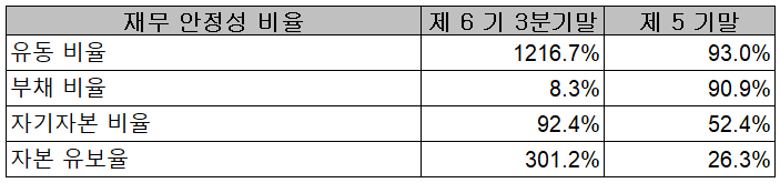 샘씨엔에스 - 재무 안정성 비율