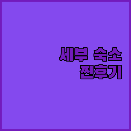 세부 여행객 필독! 가성비 숙소 To