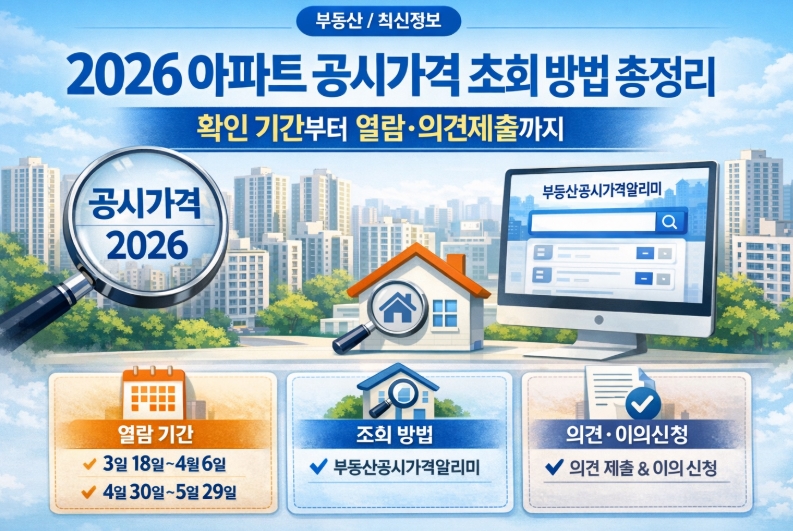 2026 아파트 공시가격 조회 방법 총정리, 확인 기간부터 열람&middot;의견제출까지