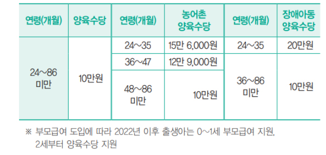 양육수당 지원