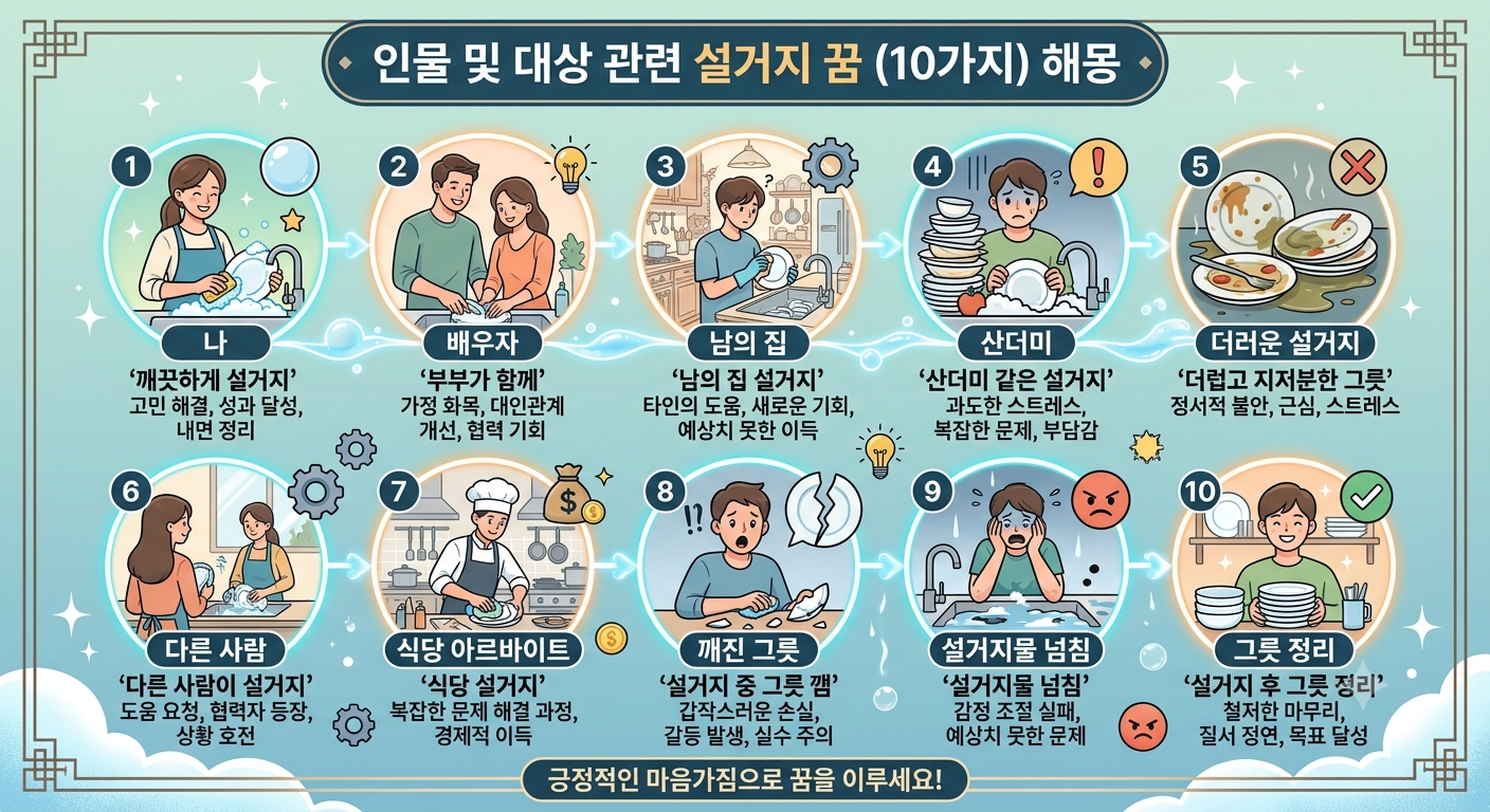 인물 및 대상 관련 설거지 꿈
