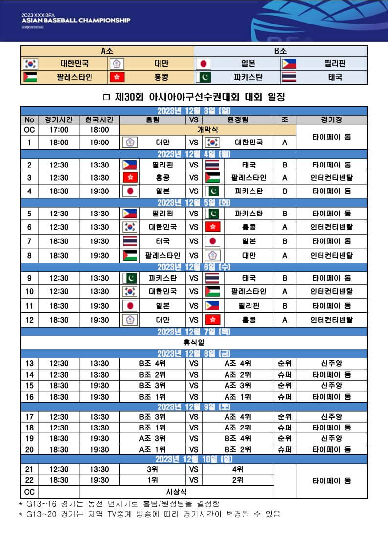 예선라운드 일정