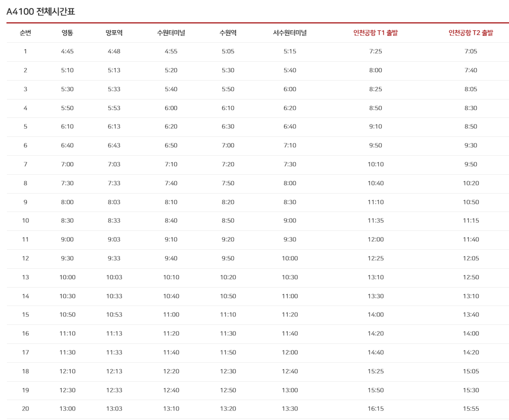 4100번 최신 시간표