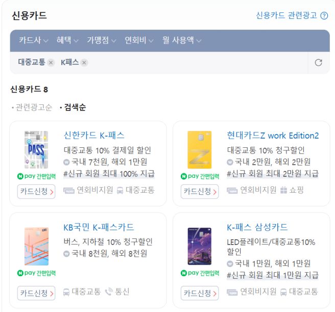 K패스 카드사별 환급일