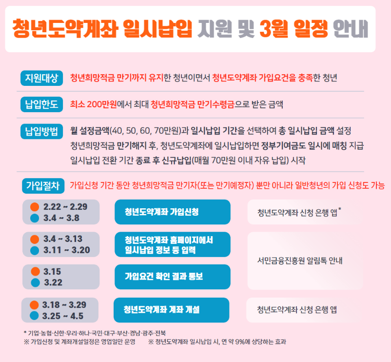 청년도약계좌 일시납부 신청 기간 일정 확인