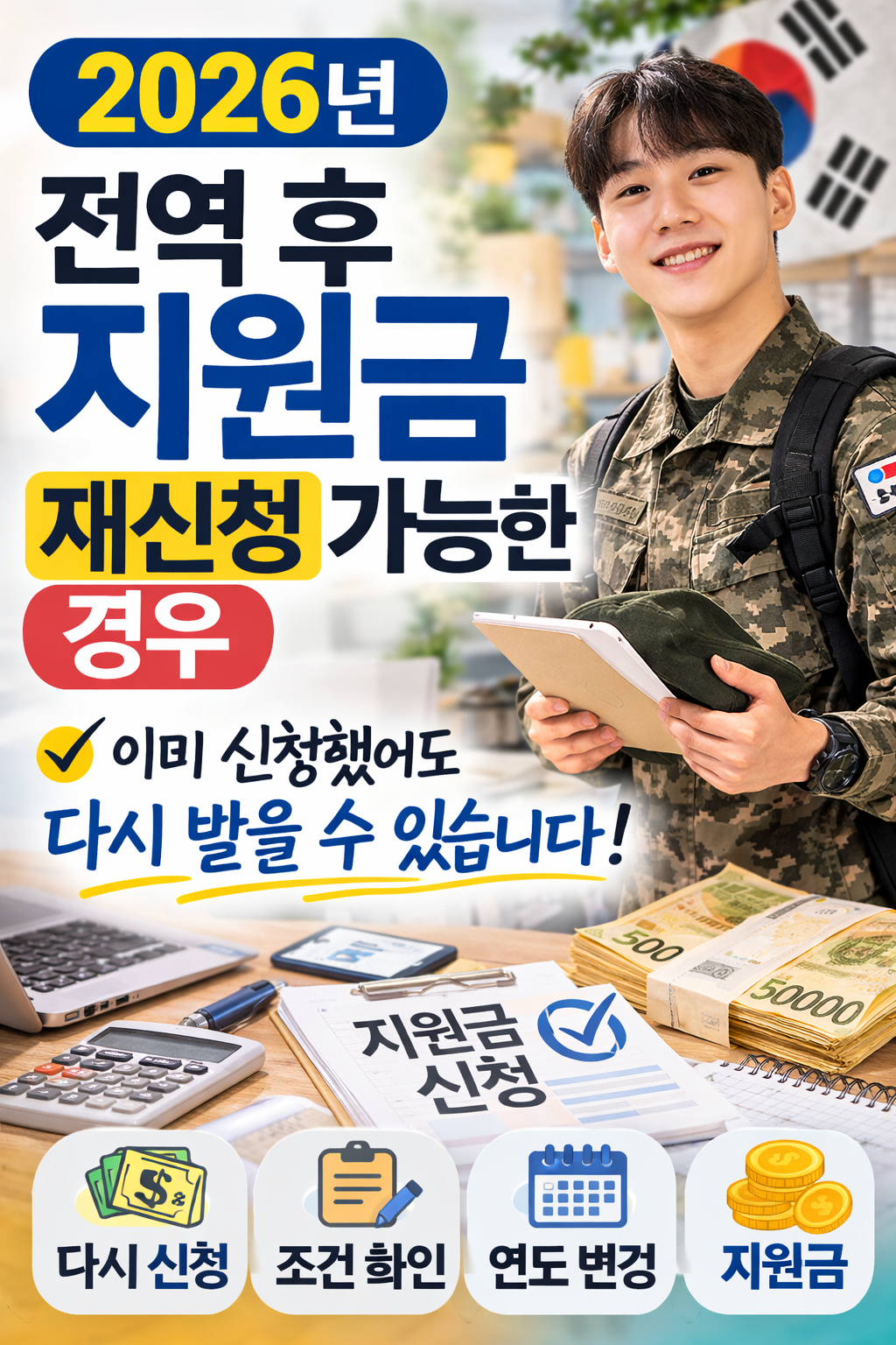 [2026년] 전역 후 지원금 재신청 가능한 경우 (이미 신청했어도 다시 받을 수 있습니다)