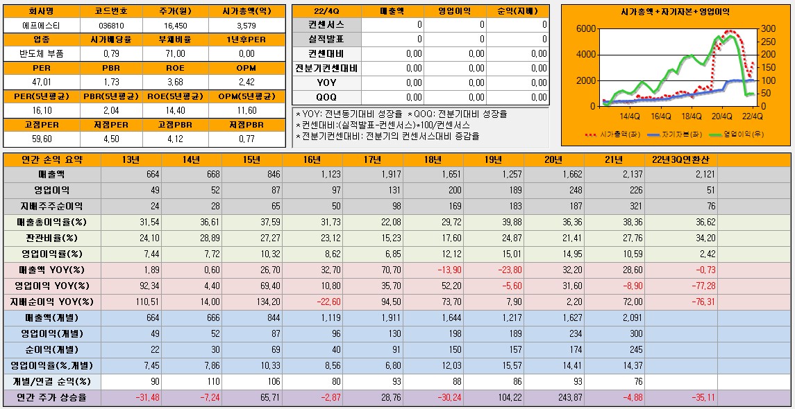 에프에스티 재무제표