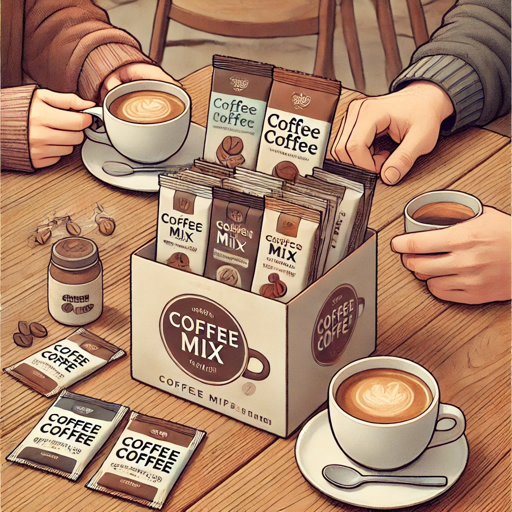 커피믹스와 마시는 사람 이미지