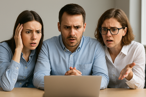 한글 문서가 깨져서 당황하는 모습