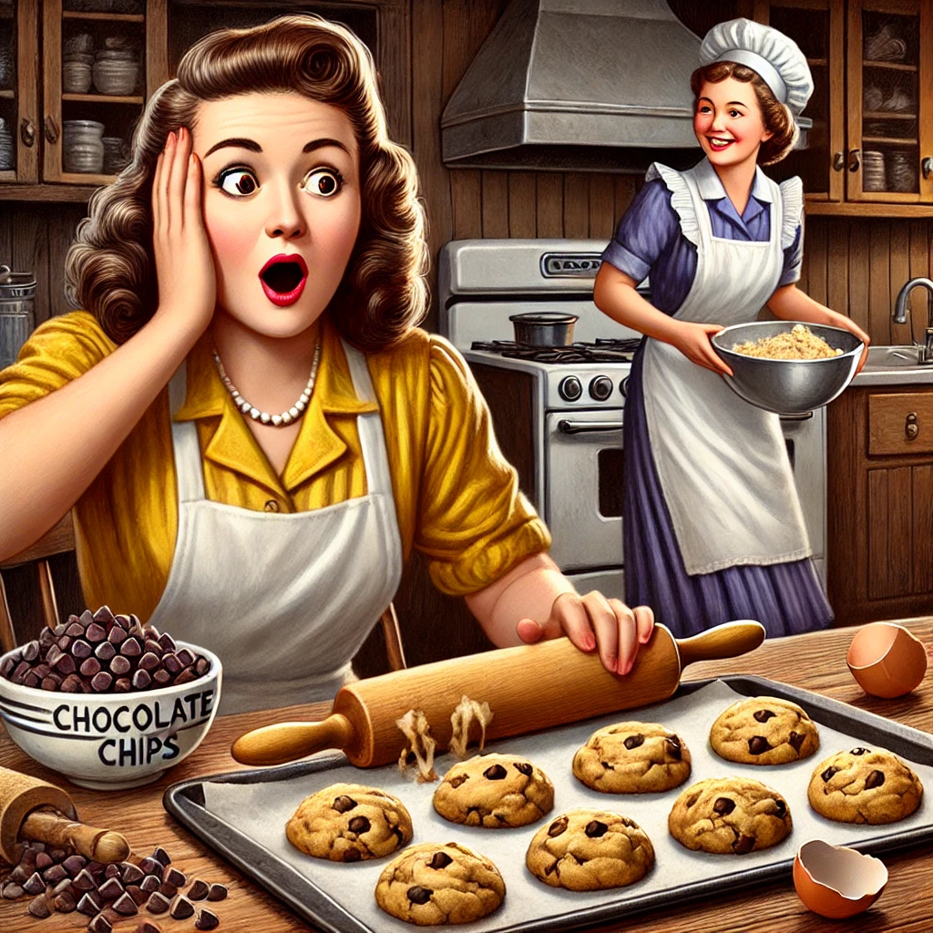 "초콜릿 칩 쿠키의 탄생 배경 &ndash; 1930년대 루스 웨이크필드의 주방에서 초콜릿 칩이 녹지 않은 모습을 발견하는 순간"