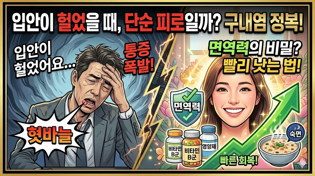 입안이 헐었을 때, 단순 피로일까? 구내염 빨리 낫는 법과 면역력의 비밀