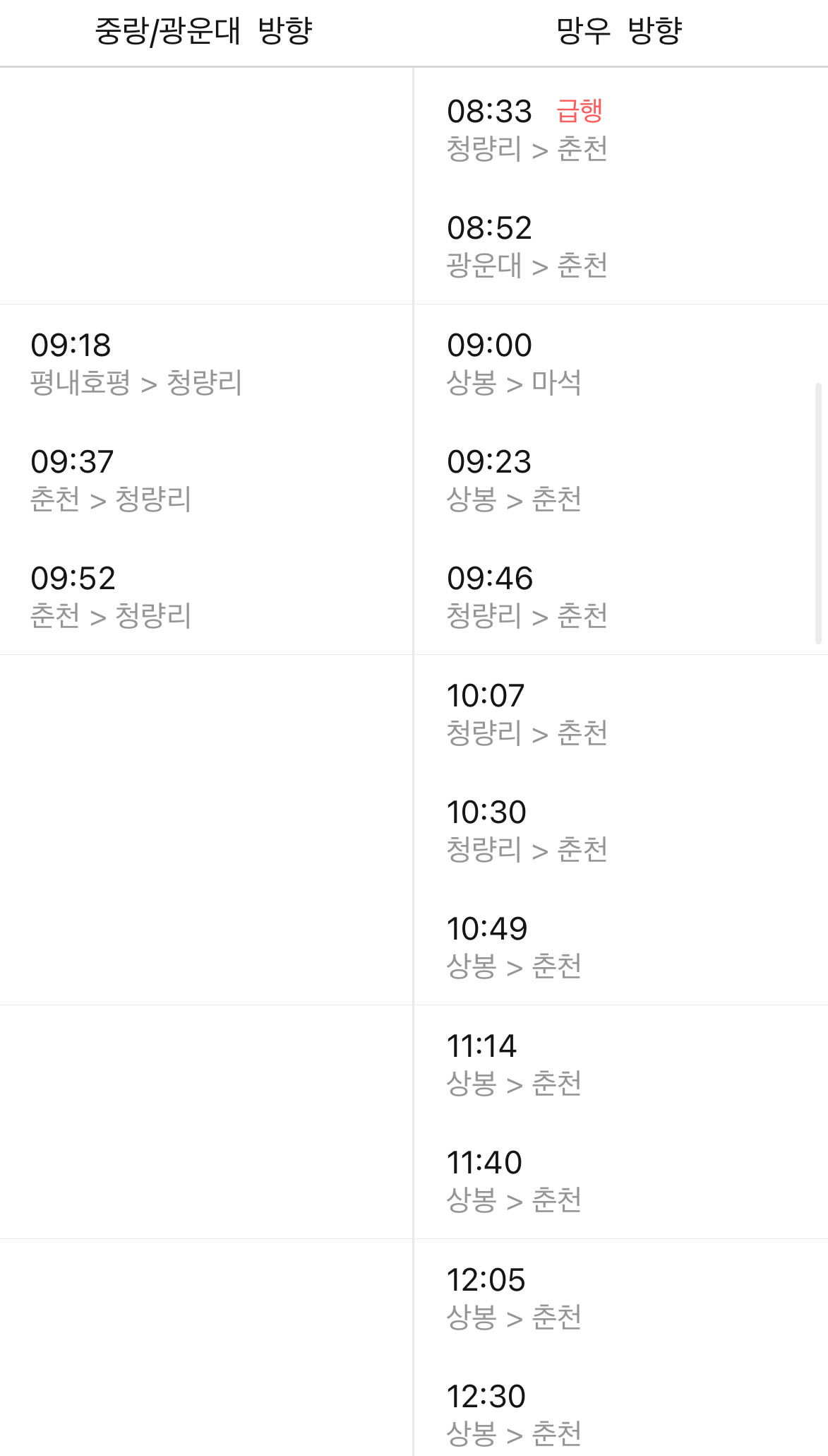 상봉역-경춘선-평일-시간표-2