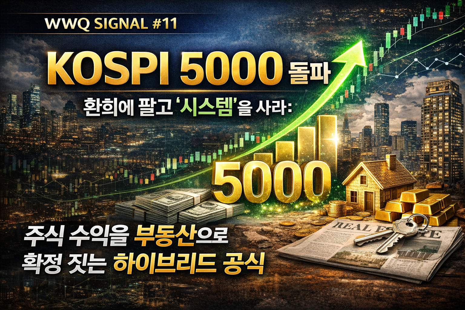 WWQ SIGNAL 11 KOSPI 5000 돌파 환희에 팔고 시스템을 사라 주식 수익을 부동산으로 확정 짓는 하이브리드 투자 전략 썸네일 이미지