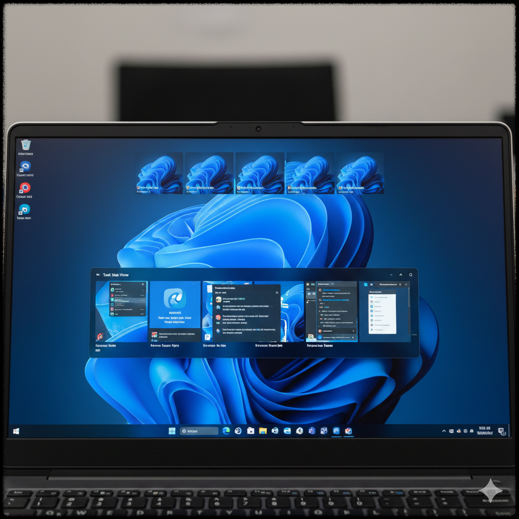 윈도우 11에서 작업 보기를 통해 가상 데스크톱을 확인하는 화면