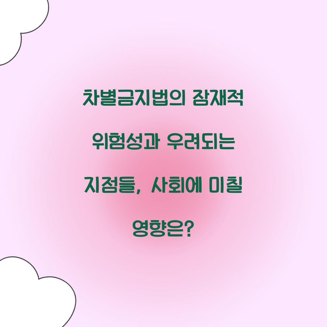 차별금지법의 잠재적 위험성과 우려되는 지점들