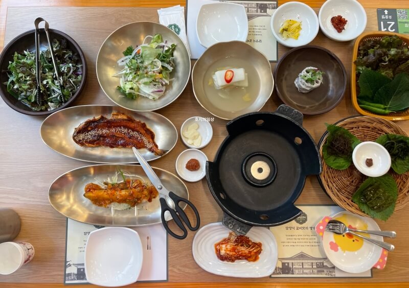 아산 온양온천 떡갈비 맛집 쌍교숯불갈비 상차림