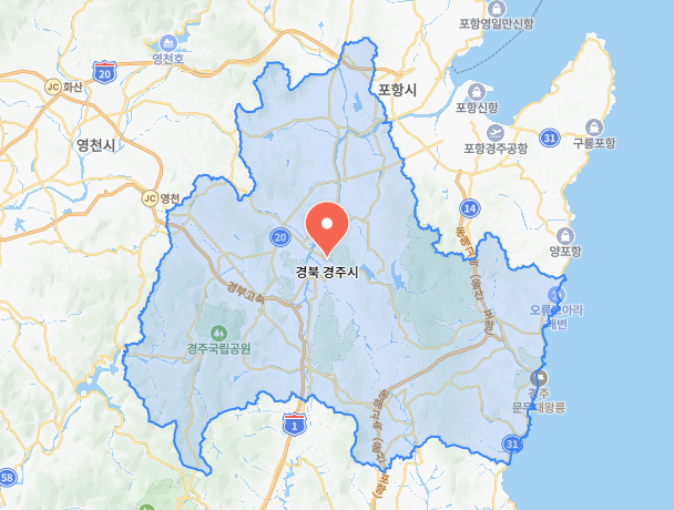 경상북도 경주시 지도 캡쳐