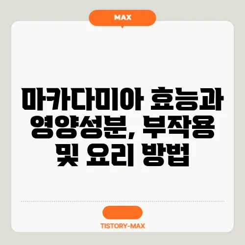 마카다미아 효능과 영양성분, 부작용 및 요리 방법