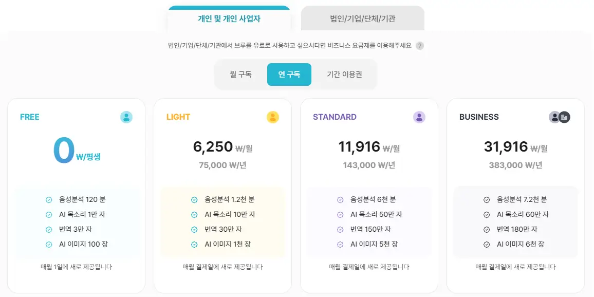 vrew 가격 정책