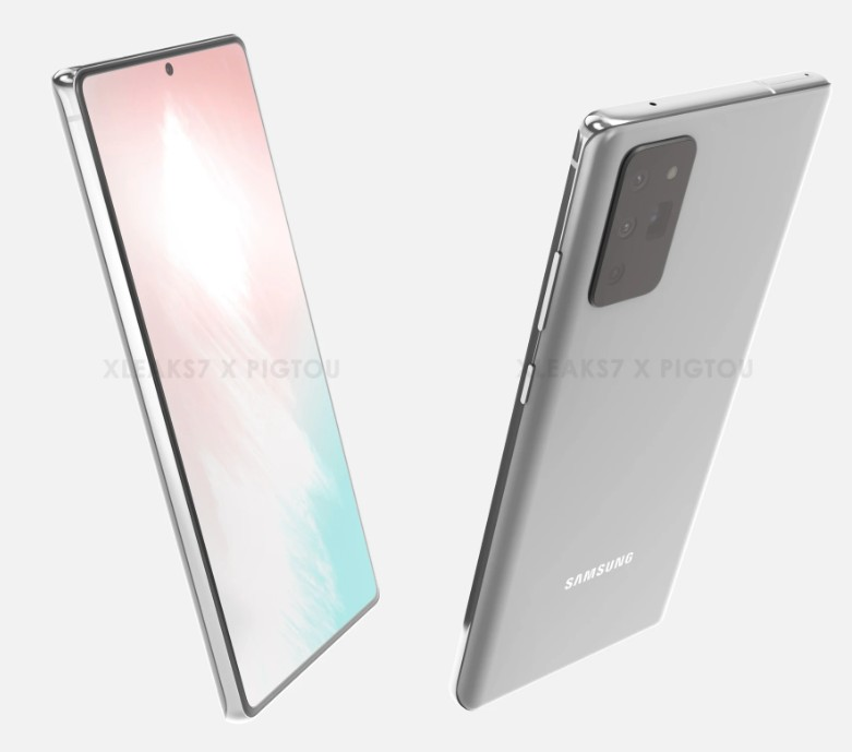 삼성 갤럭시 노트 20 공개된 랜더링 이미지