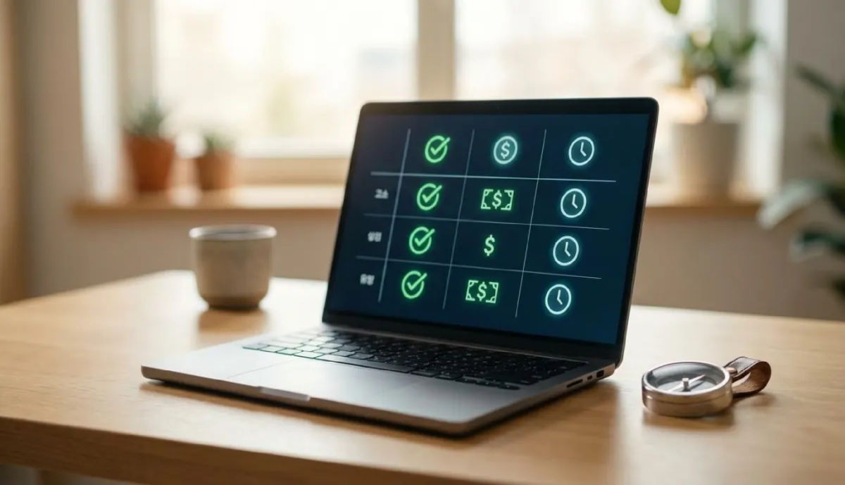 노트북 화면에 띄워진 모바일 신분증 발급 방식별 비용과 유효기간, 장단점을 비교한 분석표