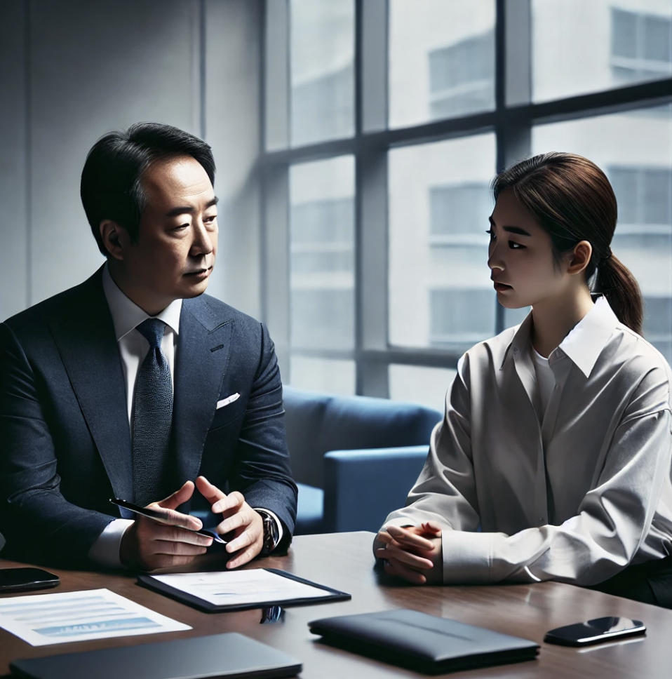 가업을 자녀에게 물려주는 방법을 진지하게 논의하는 가족의 모습