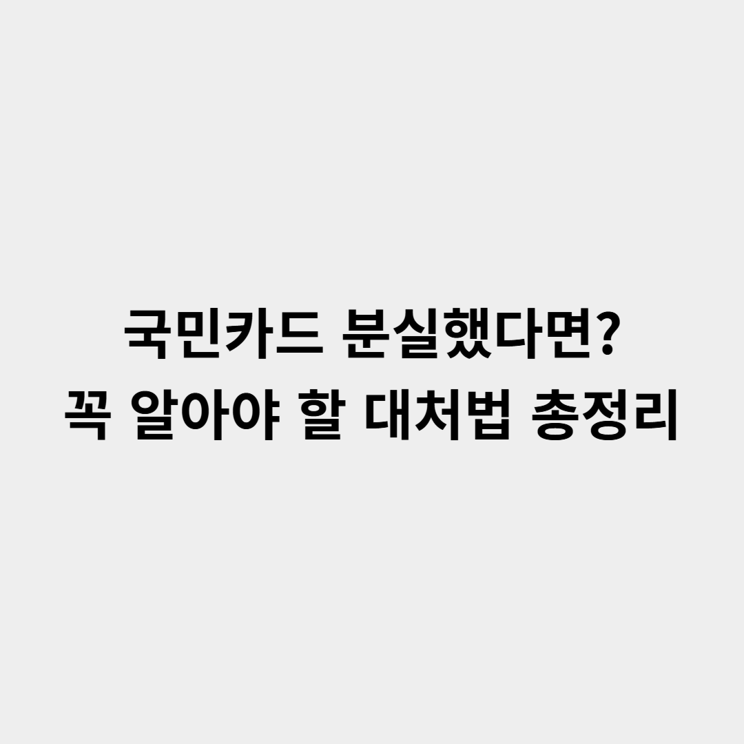 국민카드 분실했다면? 지금 꼭 알아야 할 대처법 총정리!