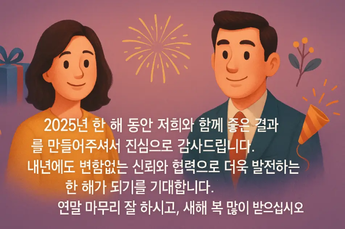 거래처 2025년 마지막 인사말 남녀 직원