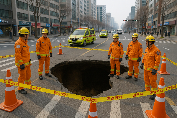 강동사거리 땅꺼짐 사고