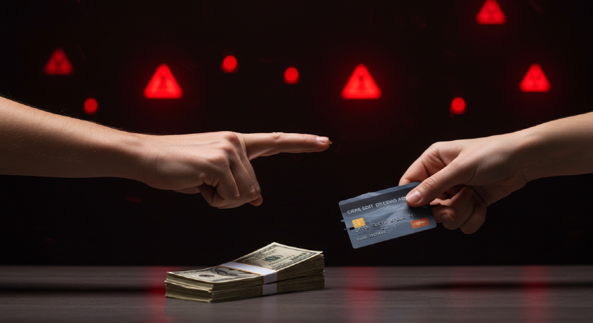 추가 금전 요구를 단호하게 거부하는 모습을 상징적으로 보여주는 이미지