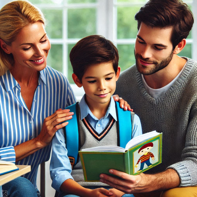 이미지는 난독증이 있는 아이를 지원하는 가족과 교사의 모습을 보여줍니다. 가족은 아이와 함께 책을 읽고 있으며, 교사는 교실에서 아이와 함께 학습을 하고 있는 모습입니다. 가족과 교사는 모두 아이를 따뜻하게 바라보고 있으며, 아이는 자신감을 가지고 학습에 집중하고 있는 모습입니다.