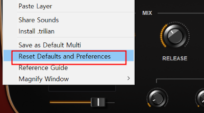 기본값 및 기본 설정 재설정 : Reset Defaults and Preferences