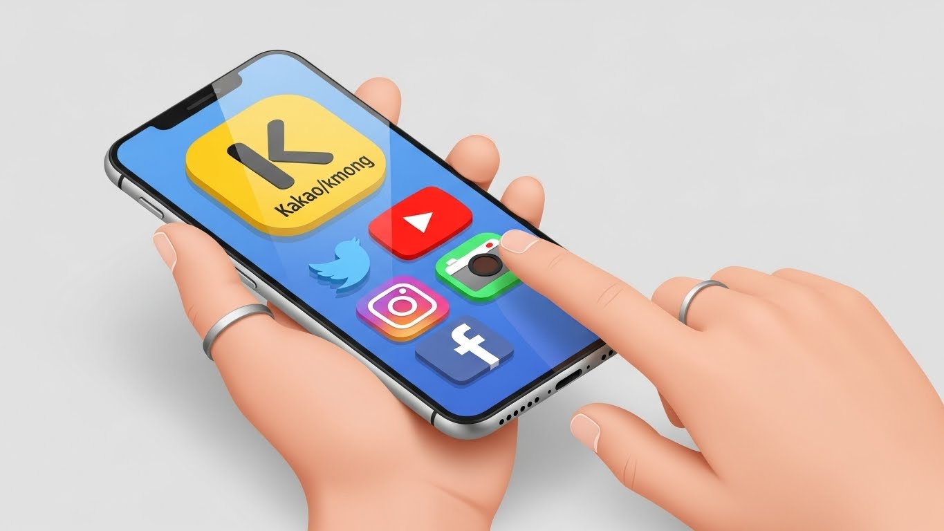 스마트폰 화면에서 크몽, 와디즈 등 다양한 전자책 판매 플랫폼을 비교하고 선택하는 한국 사용자의 손