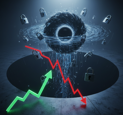 글로벌 경기 지표의 디커플링과 사모대출 유동성 위기 경고 차트 (Global economic indicator decoupling and private credit liquidity crisis warning chart)