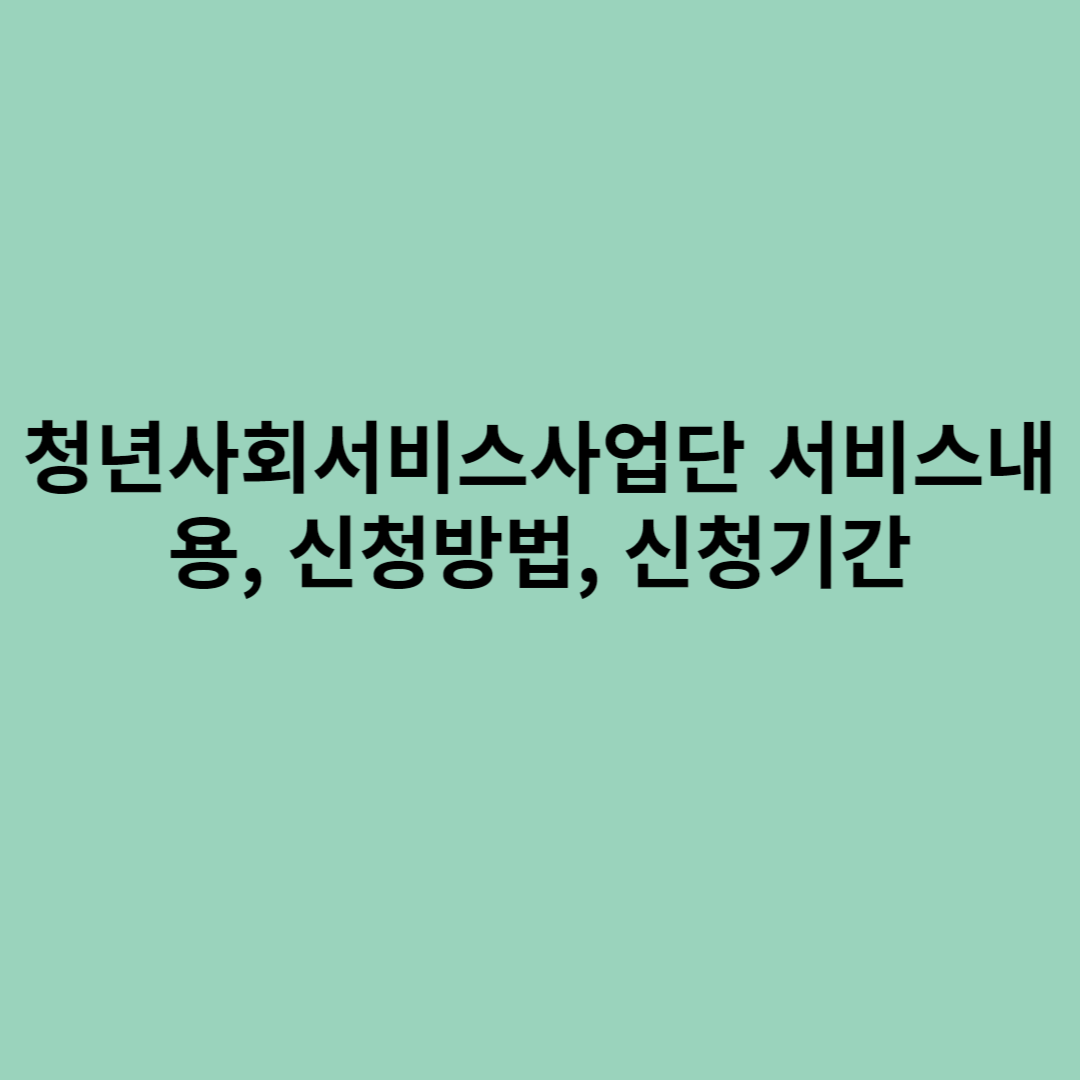 청년사회서비스사업단 서비스내용, 신청방법, 신청기간에 관한 요약 포스터입니다.