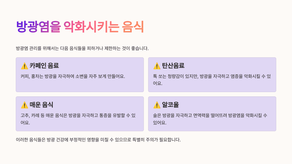 방광염을 악화시키는 음식