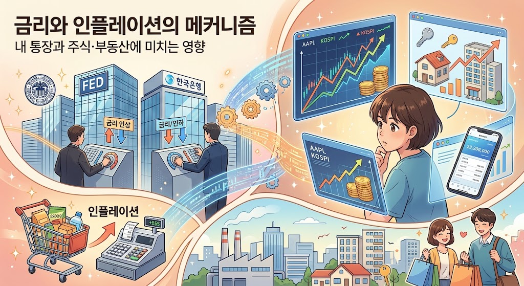 금리와 인플레이션의 메커니즘: 한국은행과 미국 Fed의 금리 결정이 내 통장과 주식&middot;부동산에 미치는 영향