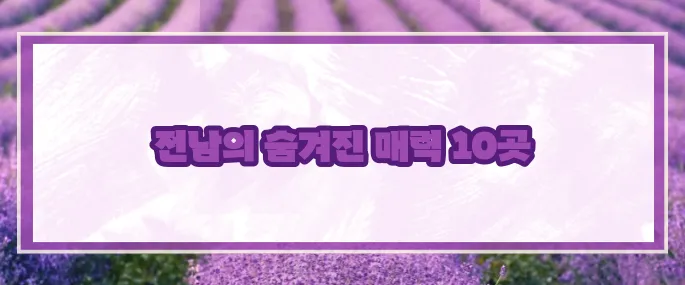 전남 가볼만한곳 베스트10 2025 (+핵심포인트)